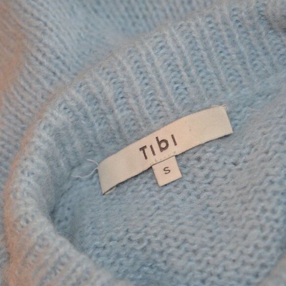 Tibi Alpaca Knit Cozette Blue Puff Sleeve Sweater Sz S - Picture 4 of 9
